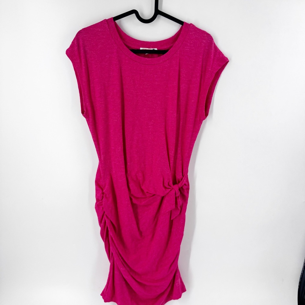 SUNDRY Pink Ruched Knot T-Shirt‎ Dress Size 2 Cap Sleeve Made in USA